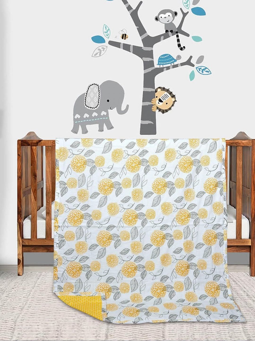 Trance Home Linen Yellow & Green Floral 150 GSM Single Bed Dohar-picture-18