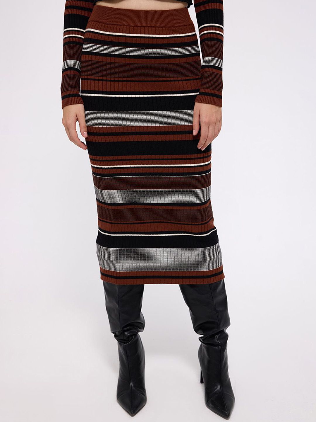 COVER STORY Striped Straight Midi Skirts-picture-51