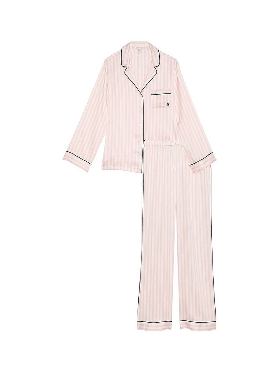 Victoria's Secret Women Striped Lapel Collar Long Sleeves Night Suit-picture-43