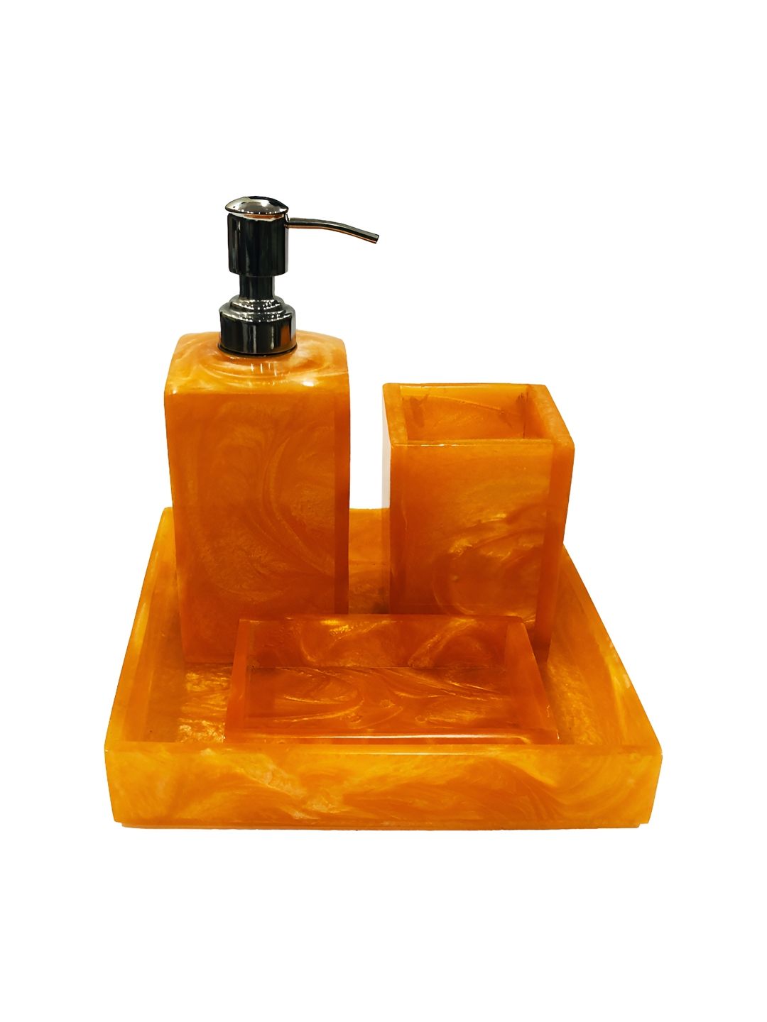 ShopMeFast Orange 4 piece Solid Polyresin Bath Accessories Set-image-13