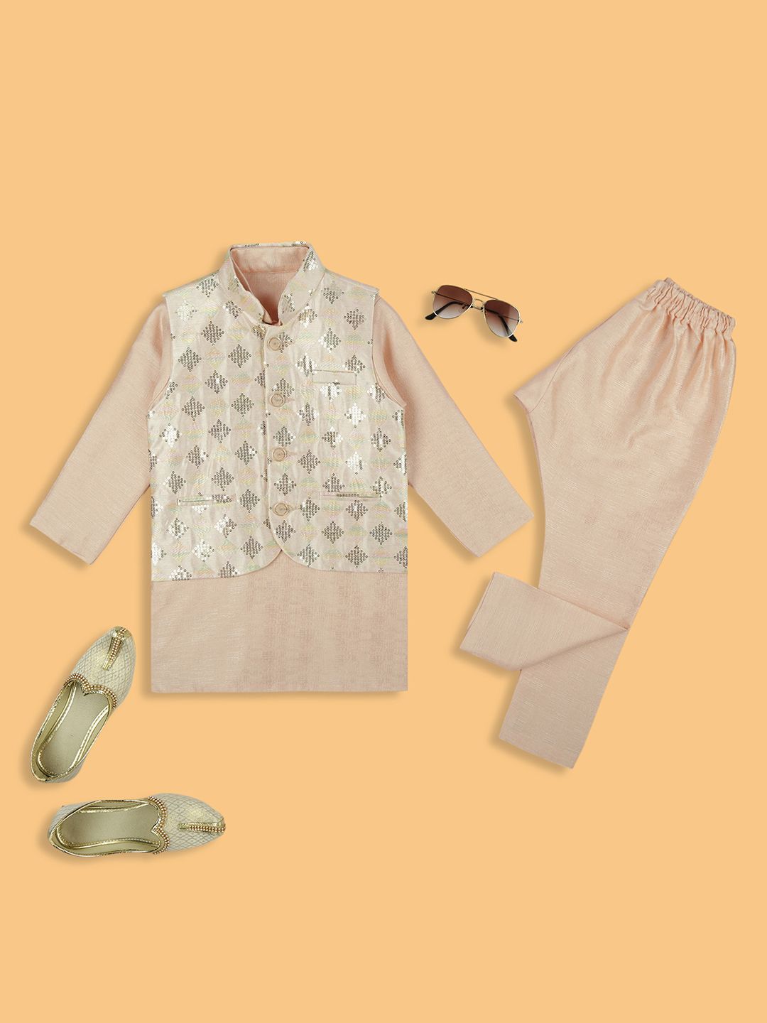 sangria YK Boys Embroidered Layered Thread Work Dupion Silk Kurta with Churidar-picture-45