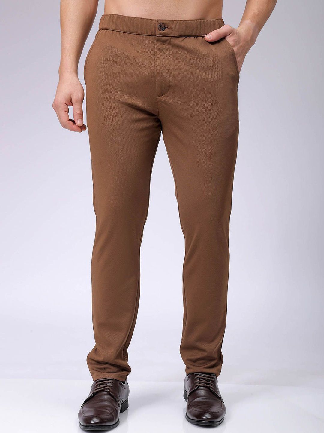 the indian garage co. x luxe Luxe by TIGC Men Textured Mid-Rise Slim Fit Formal Trousers-picture-29