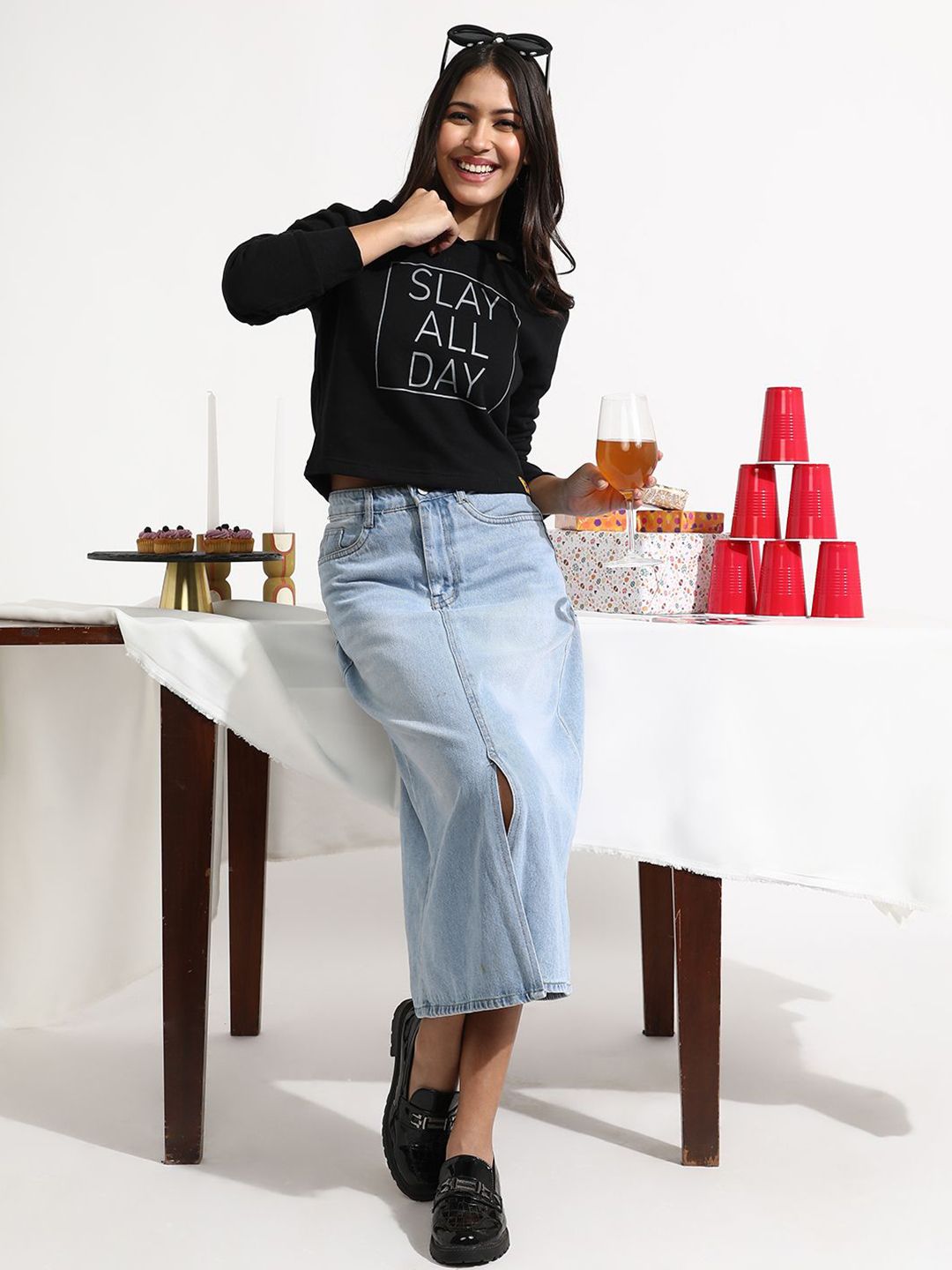 Campus Sutra Women Printed Hooded Long Sleeves Sweatshirt-picture-10