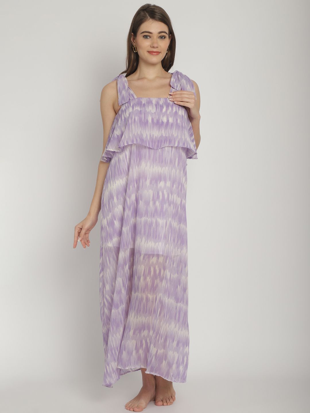 Blissence Print Georgette Maxi Dress-picture-37