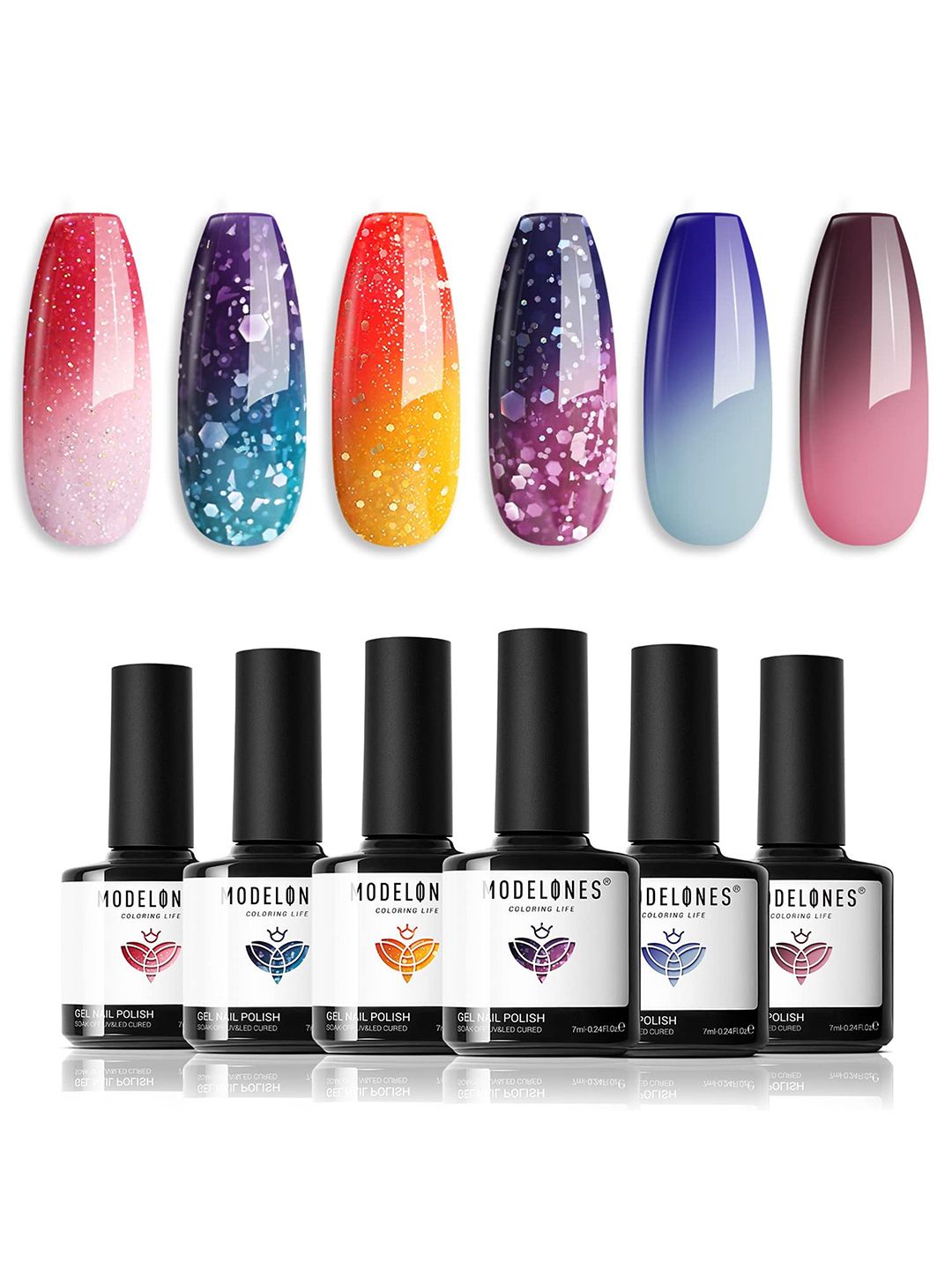 Modelones Set Of 6 Gel Nail Polish - 7 ml Each - The Mystery of the Galaxy-image-48