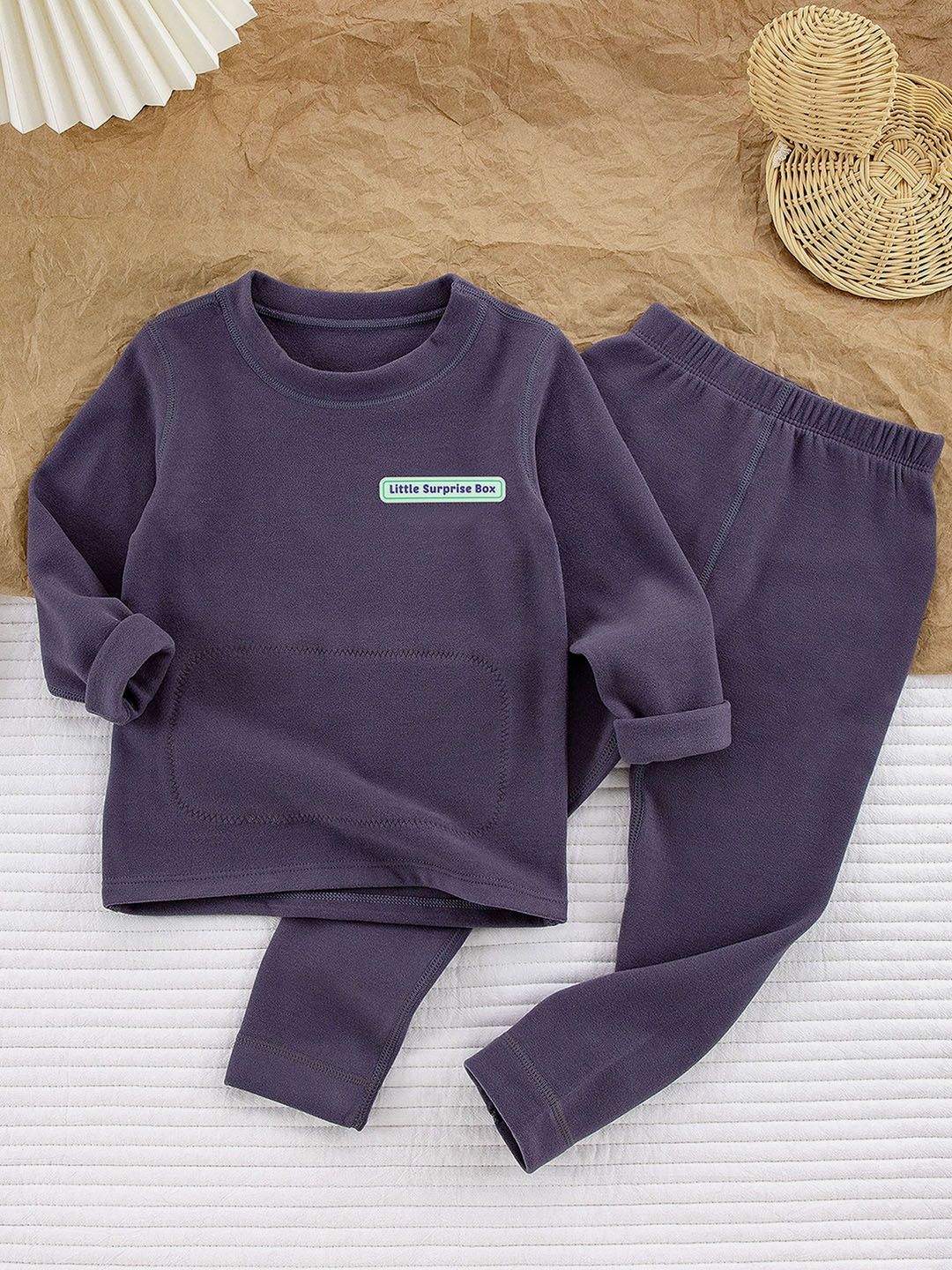 Little Surprise Box LLP Kids Round Neck Upper & Lower Body Thermal Set-picture-35