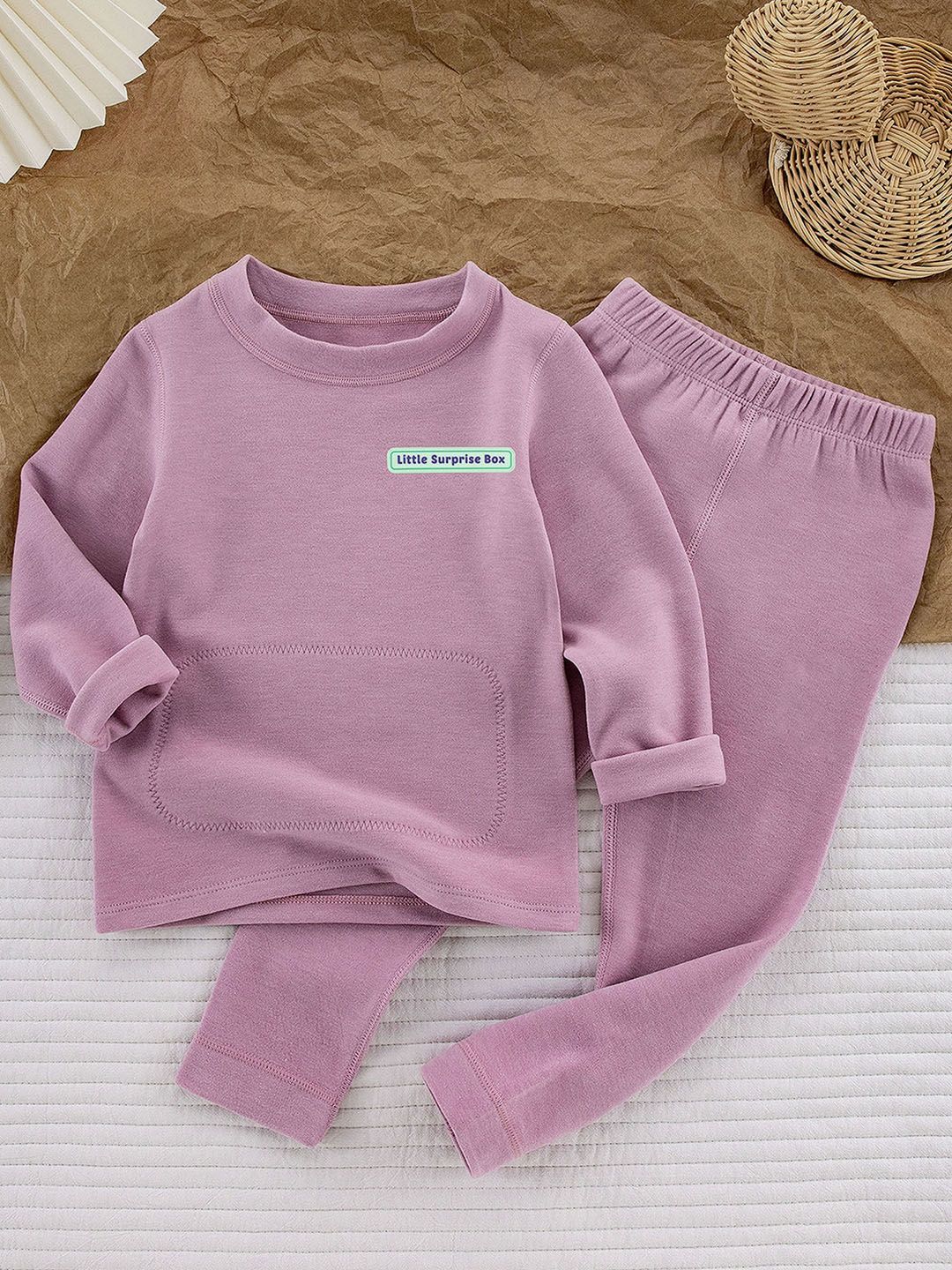 Little Surprise Box LLP Kids Round Neck Upper & Lower Body Thermal Set-picture-33