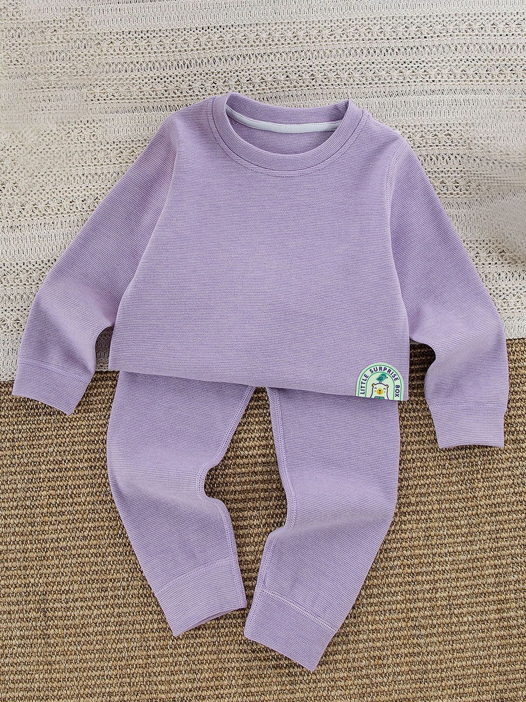 Little Surprise Box LLP Kids Striped  Round Neck Upper & Lower Body Thermal Set-picture-14