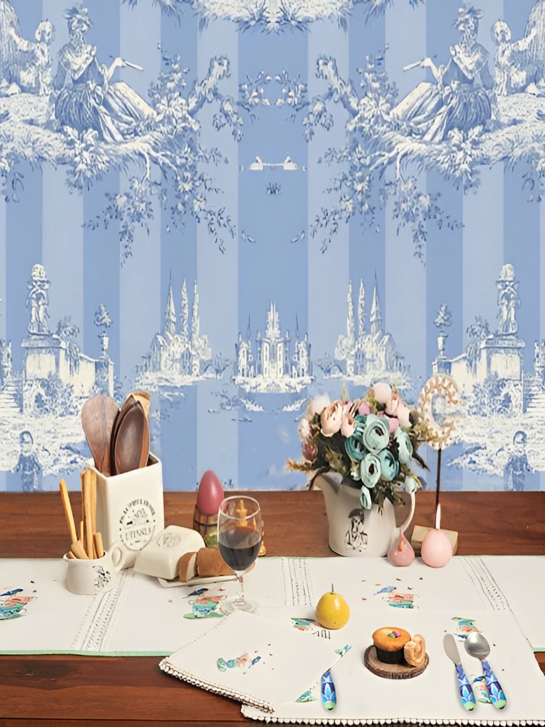 BAESD Off White & Pink Printed Cotton Table Napkin-image-10