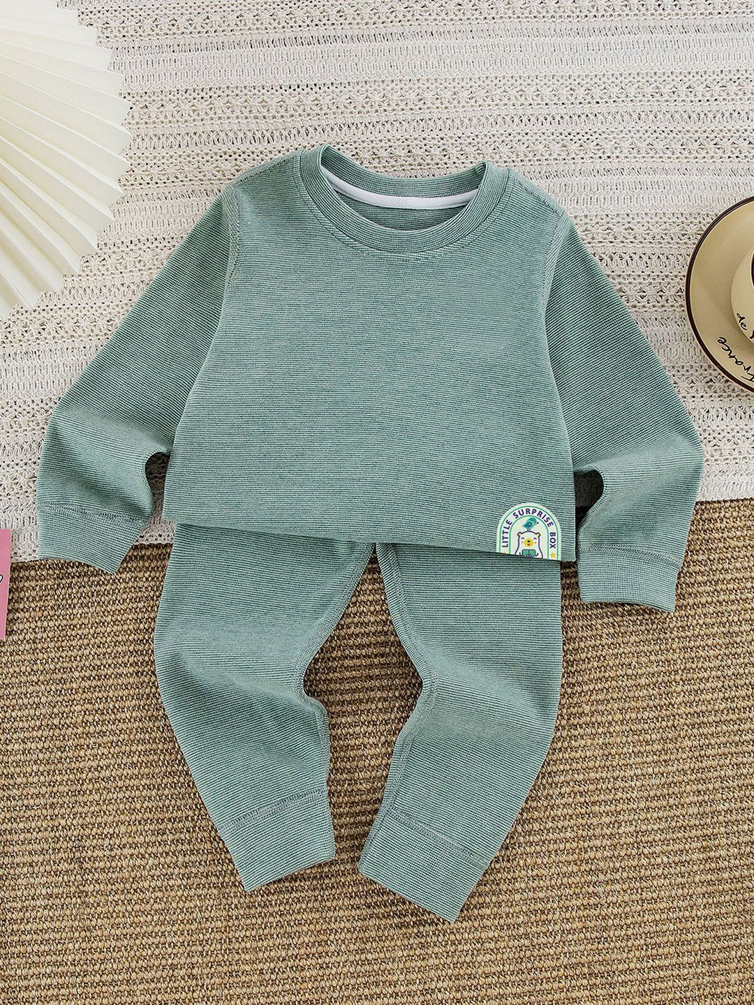 Little Surprise Box LLP Kids Striped  Round Neck Upper & Lower Body Thermal Set-picture-29