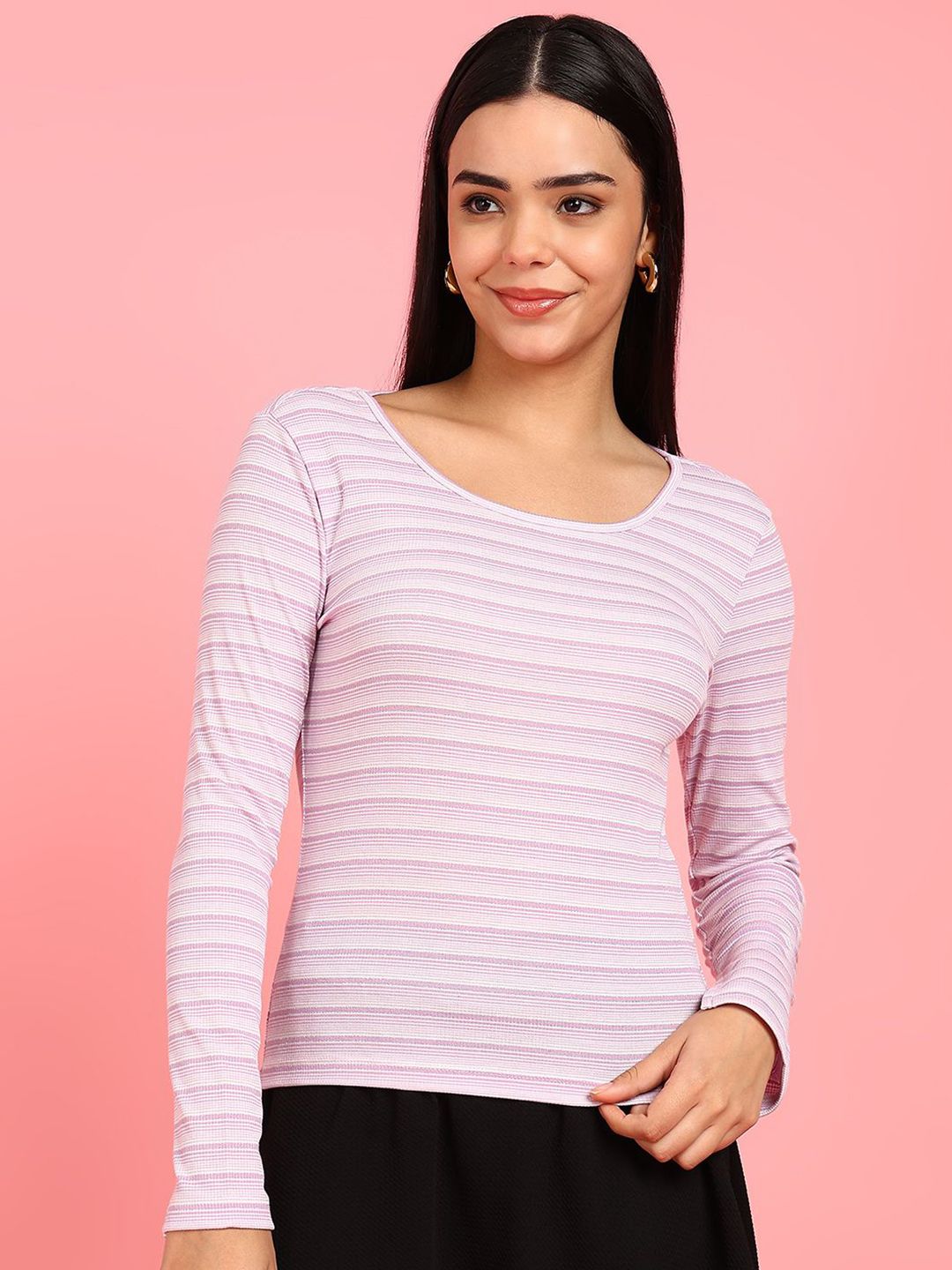 Mast & Harbour Women Round Neck Striped Top-picture-37