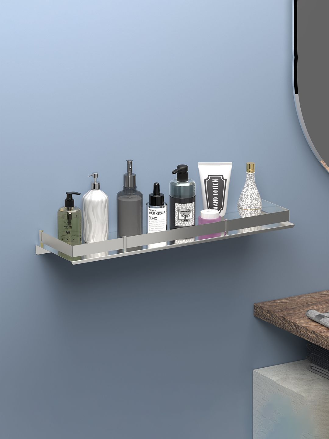 Kuber Industries Silver-Toned Stainless Steel Multi-Purpose Wall Shelf-image-48