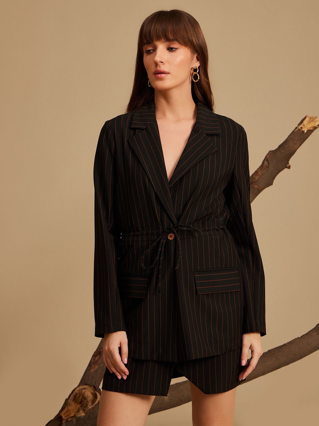 Kazo Striped Tailored-Fit Single-Breasted Formal Blazers