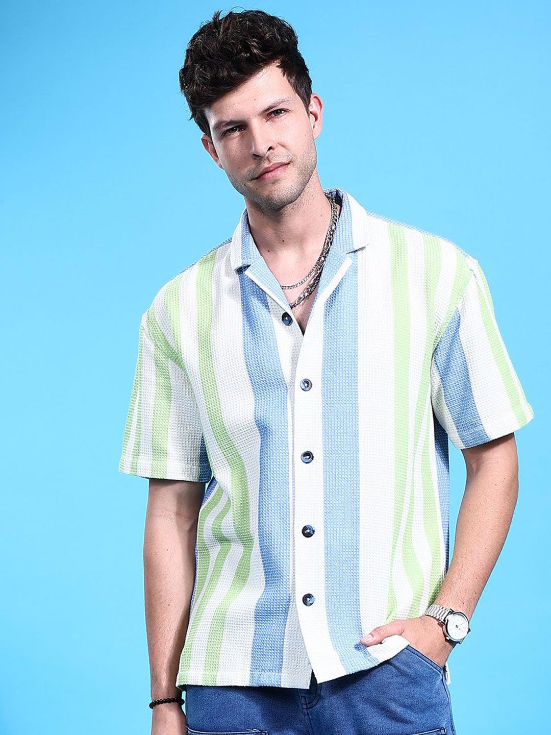 The Indian Garage Co Men Multi Stripes Opaque Striped Casual Shirt-picture-21