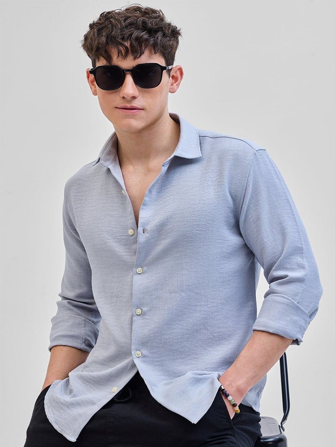 Snitch Men Smart Slim Fit Textured Casual Shirt-picture-41