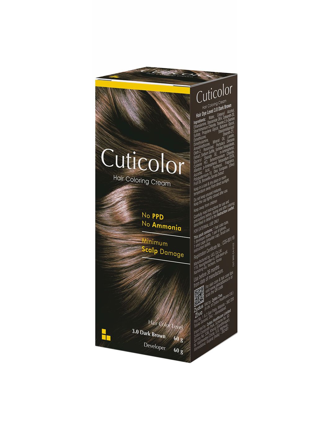 Cuticolor No Ammonia Hair Coloring Cream- 60 g- Dark Brown-picture-42