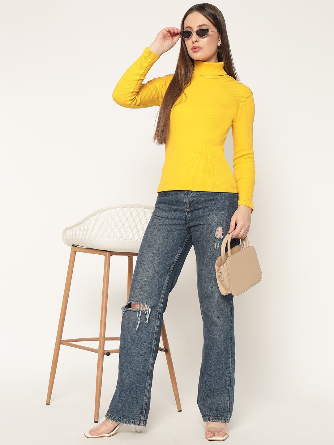 LE BOURGEOIS Women High Neck Cotton Ribbed Top-picture-27