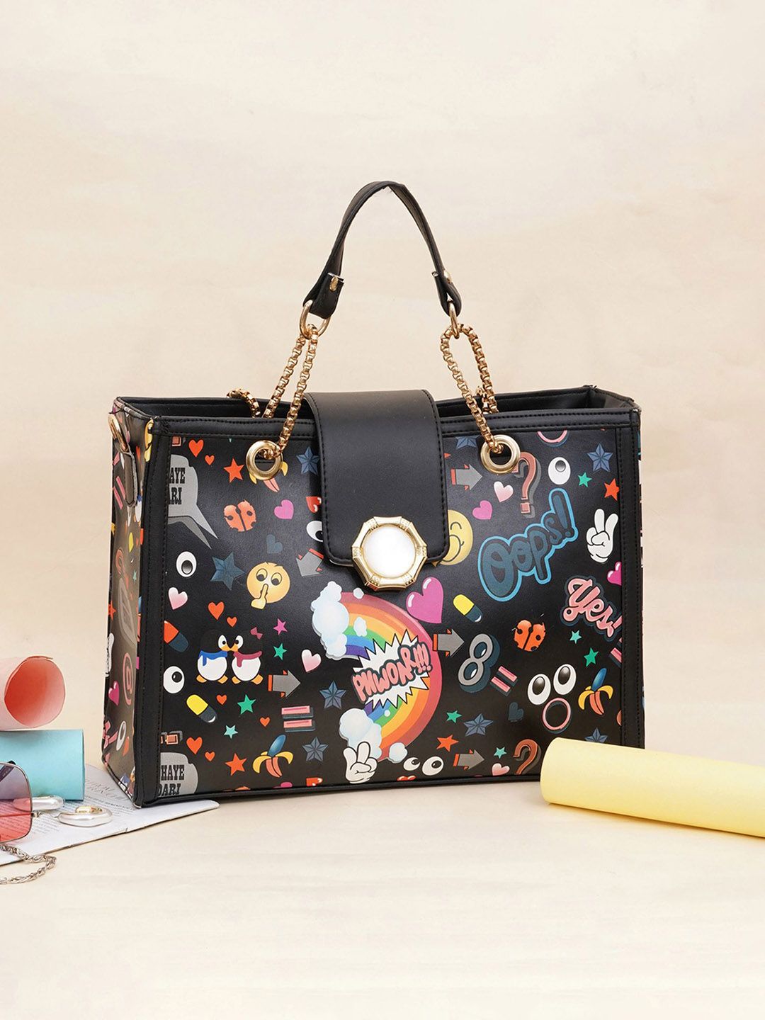 FABBHUE Printed Structured Handheld Bag-picture-5