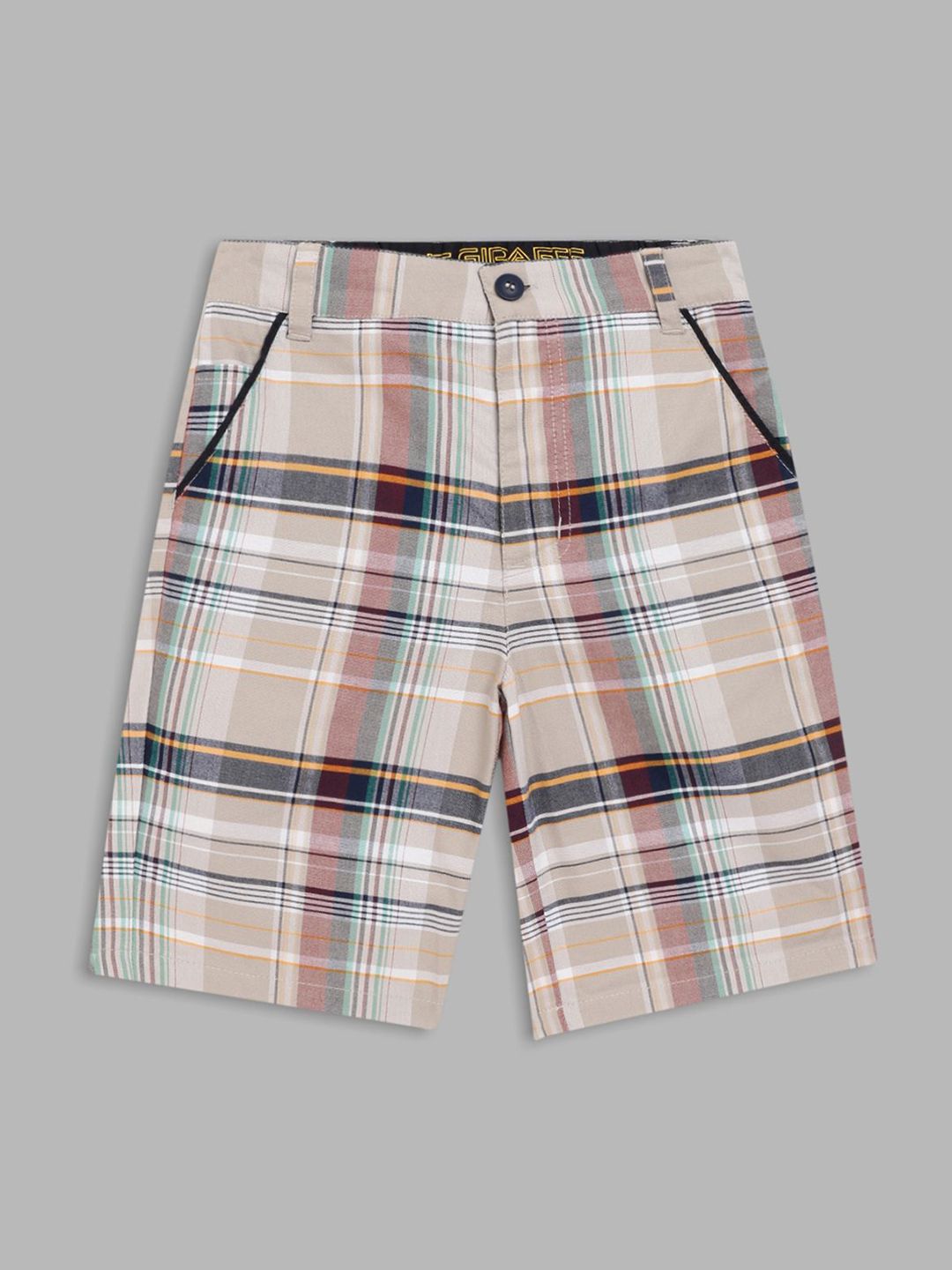 Blue Giraffe Boys Checked Mid-Rise Shorts-picture-49