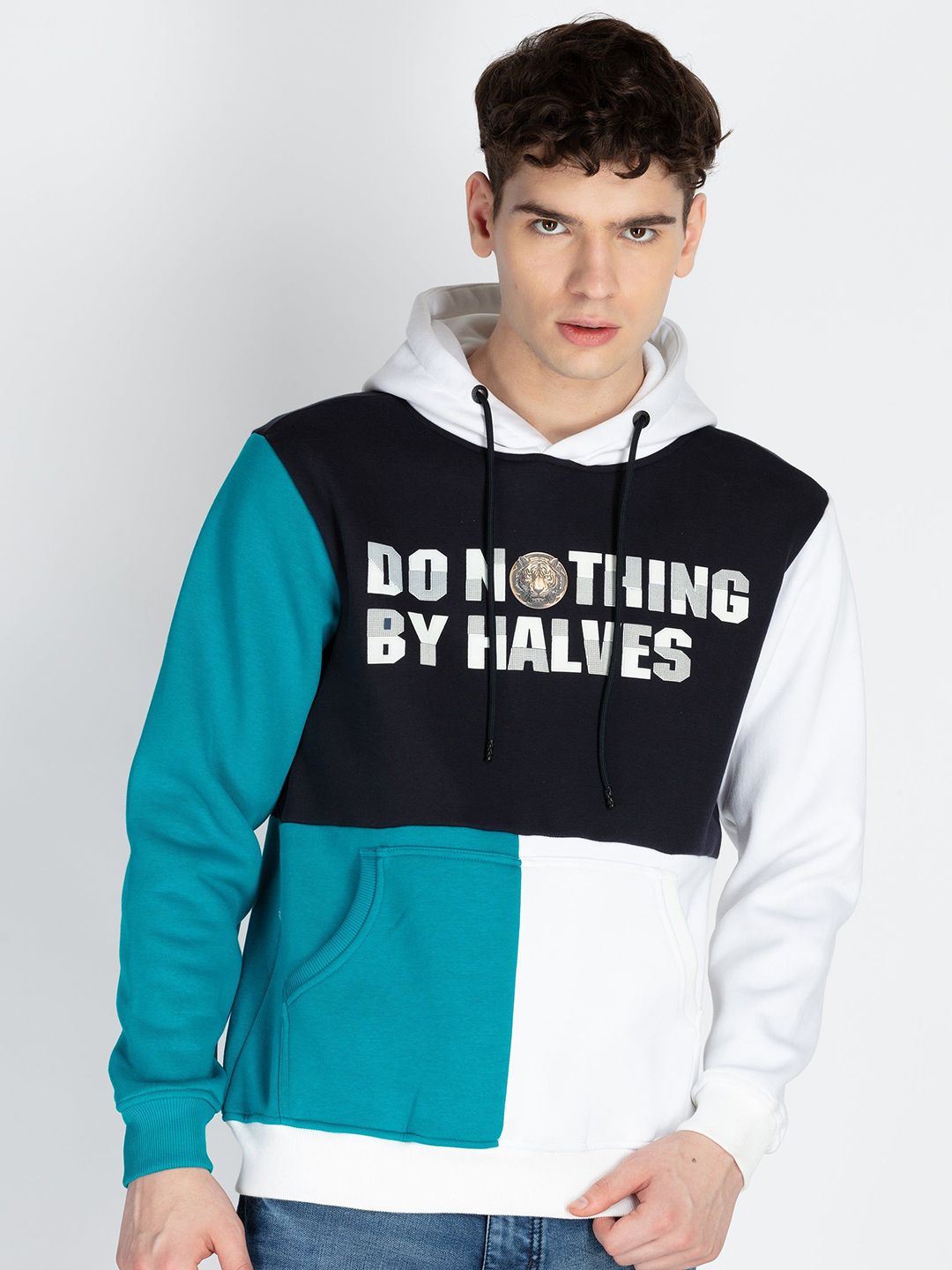 Status Quo Men Colourblocked Hood Cotton Pullover Sweatshirt-picture-20