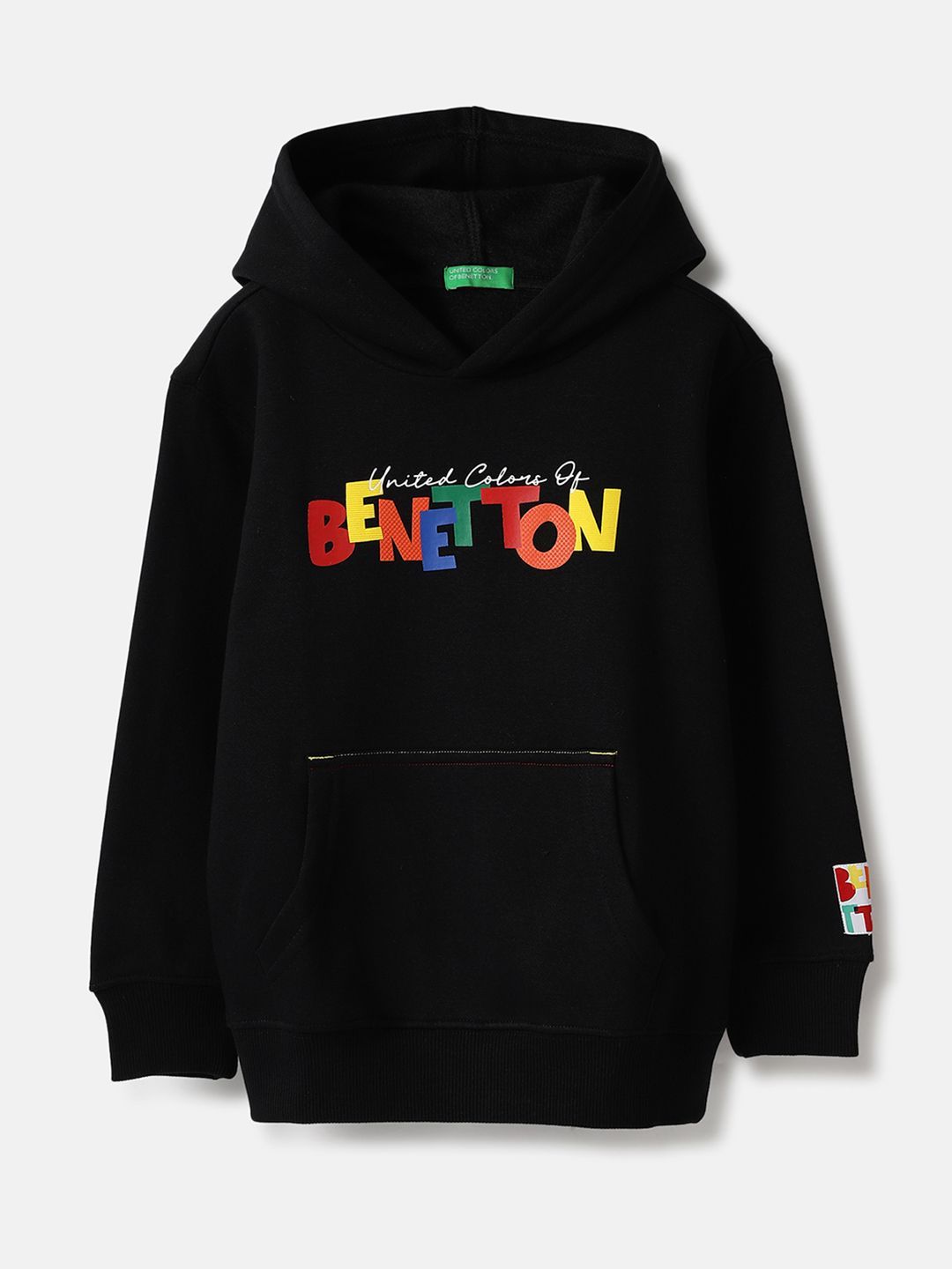 United Colors of Benetton Boys Typography Printed Hood Cotton Pullover Sweatshirt-picture-17