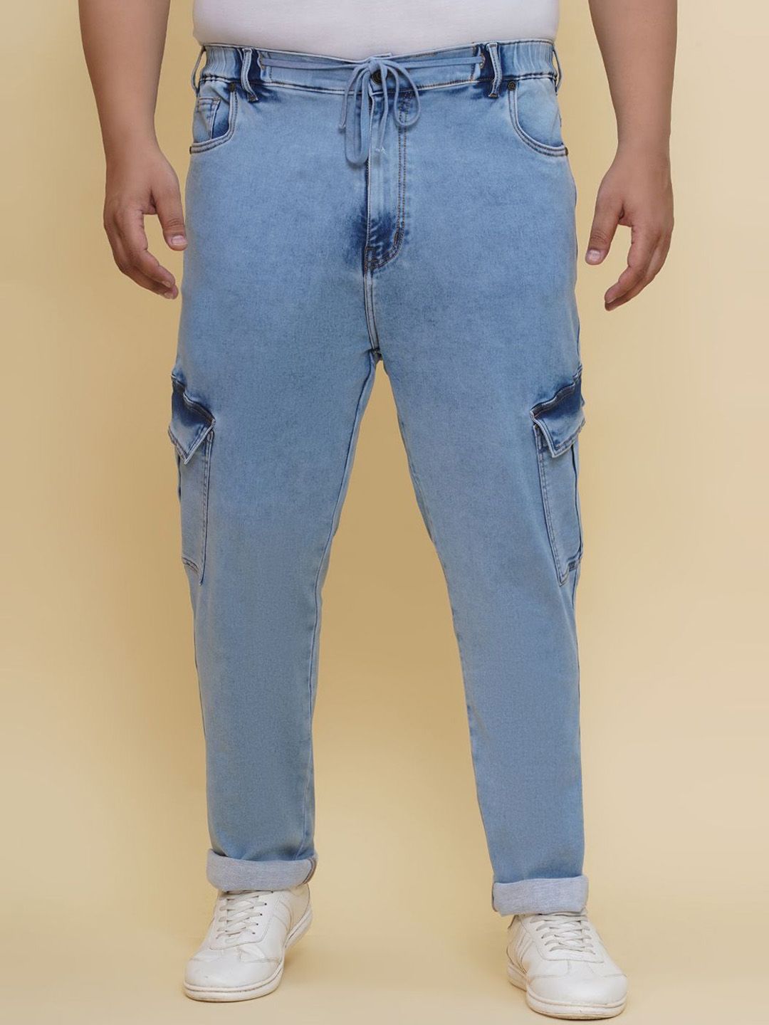 John Pride Men Plus Size Light Fade Regular Fit Cargo Jeans-picture-38