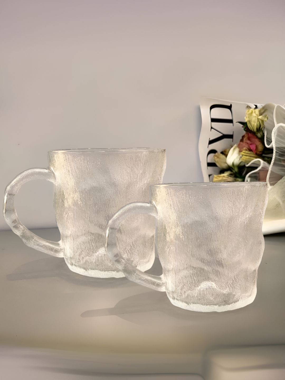 The Better Home Transparent 2 Pieces Textured Dishwasher Safe Glass Cups 280ml-image-3