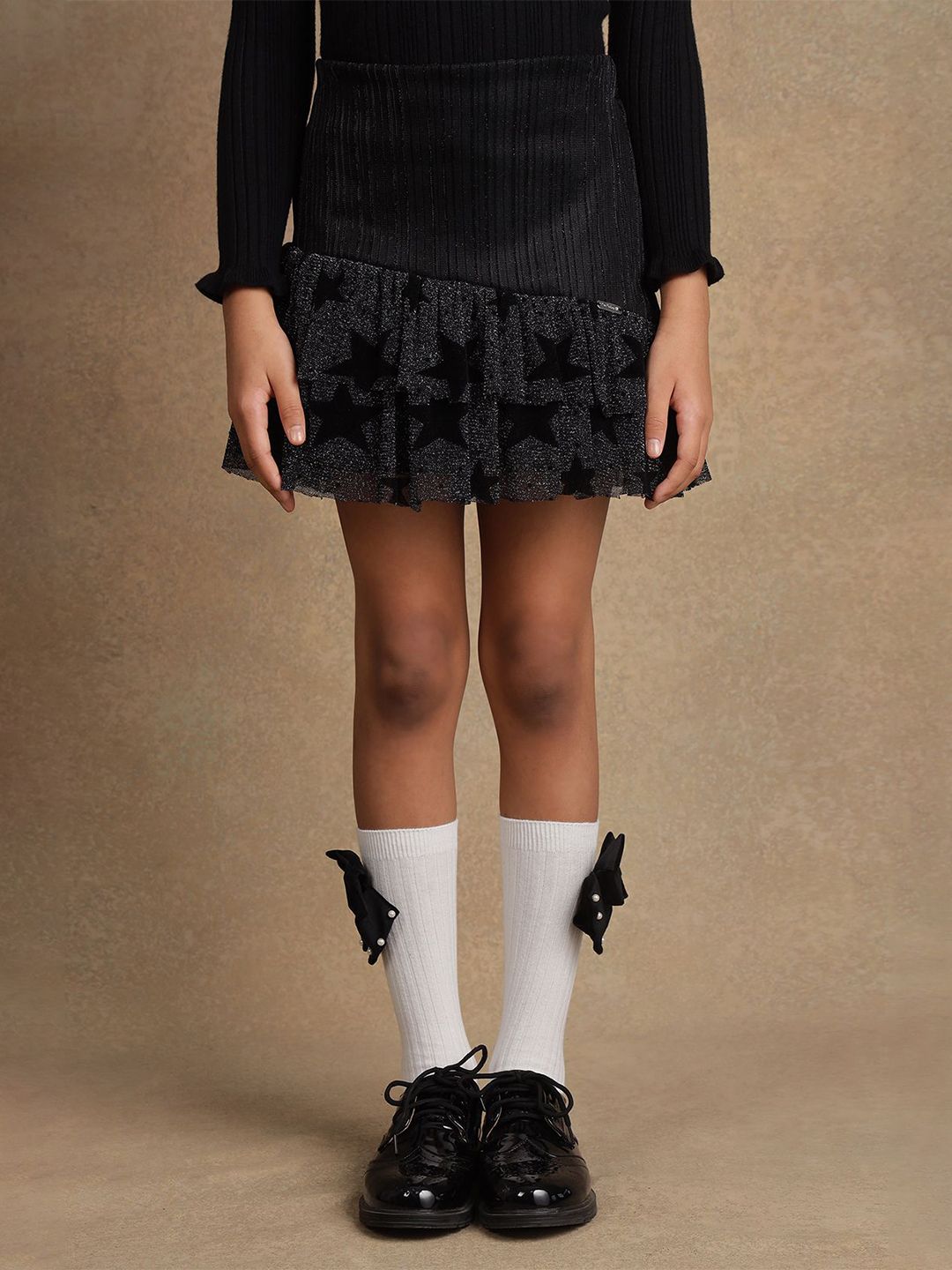 One Friday Girls Star Foil Print A- Line Skirt-image-38