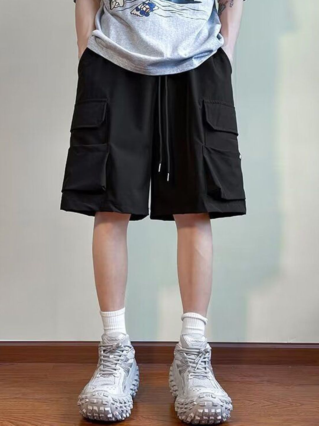 StyleCast Men Solid Cotton Loose Fit Cargo Shorts-picture-28