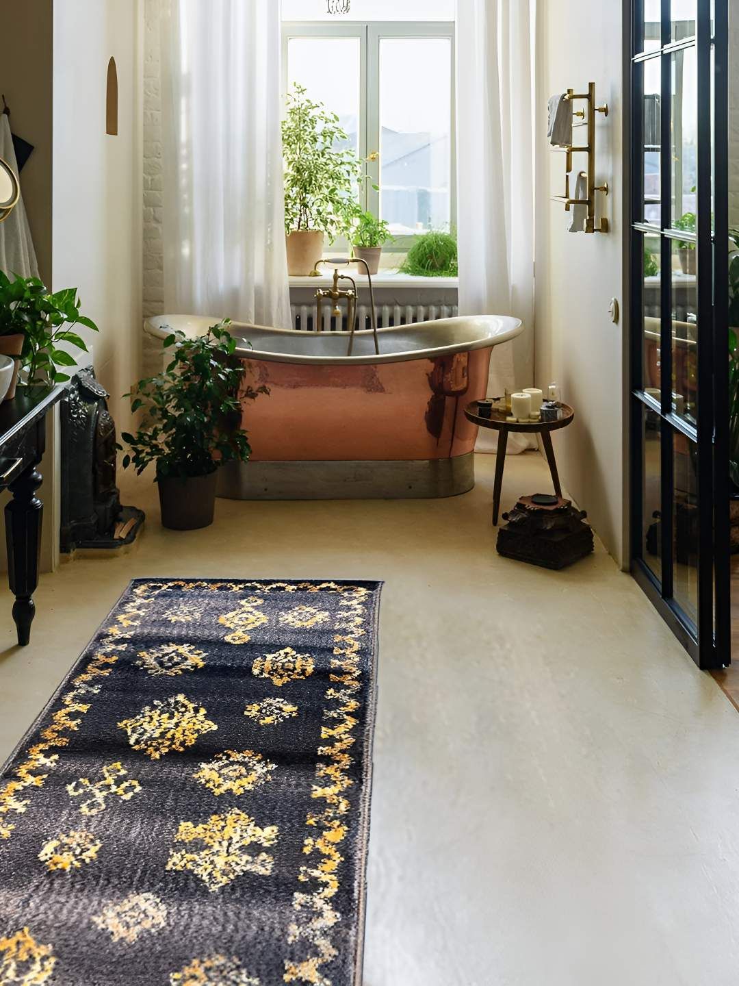 Sapana Carpet-Mats Navy Blue & Beige Abstract Printed Floor Runner-picture-38