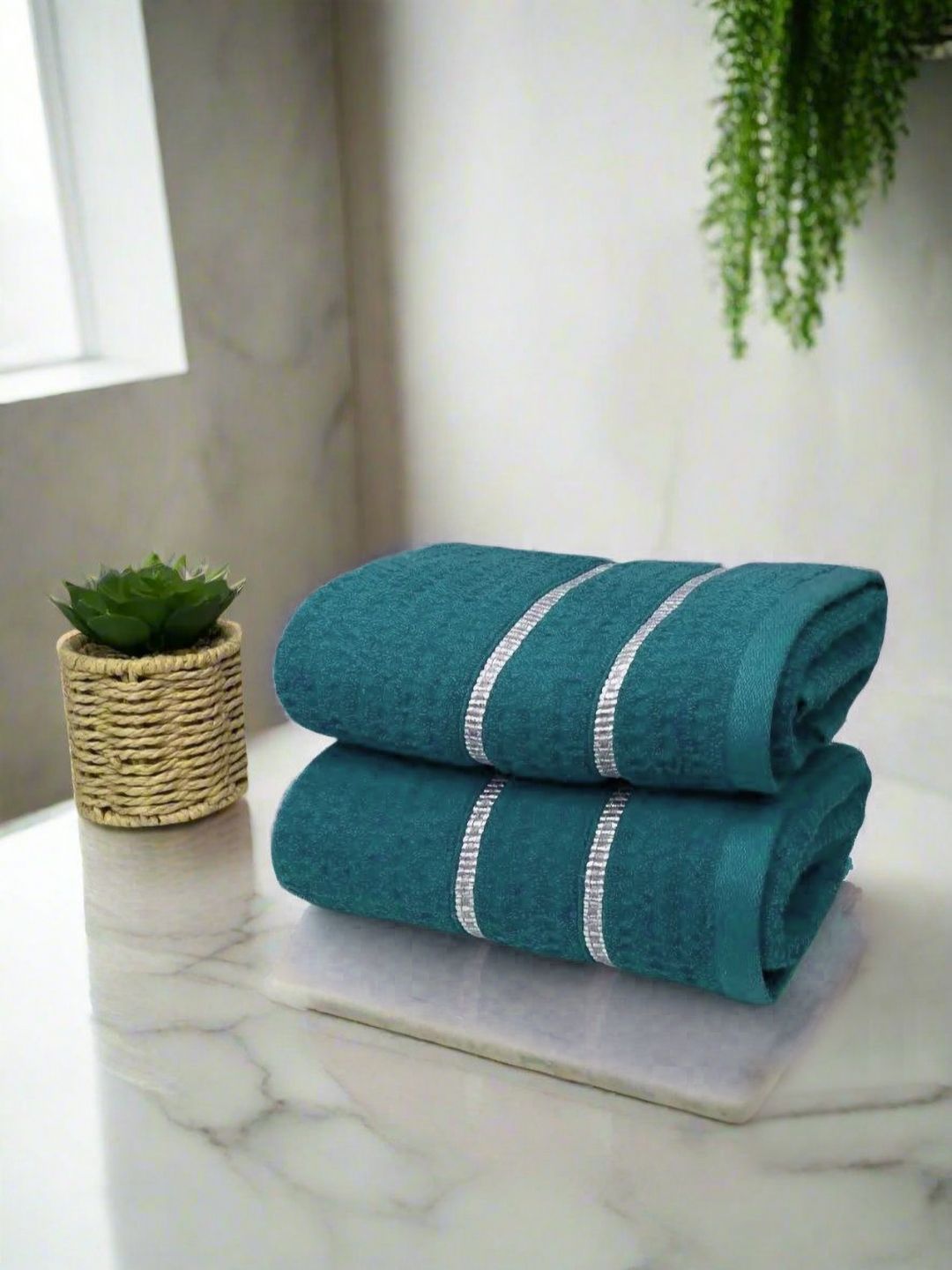 BIANCA Teal Blue 2 Pieces Pure Cotton 500 GSM Hand Towels-image-27