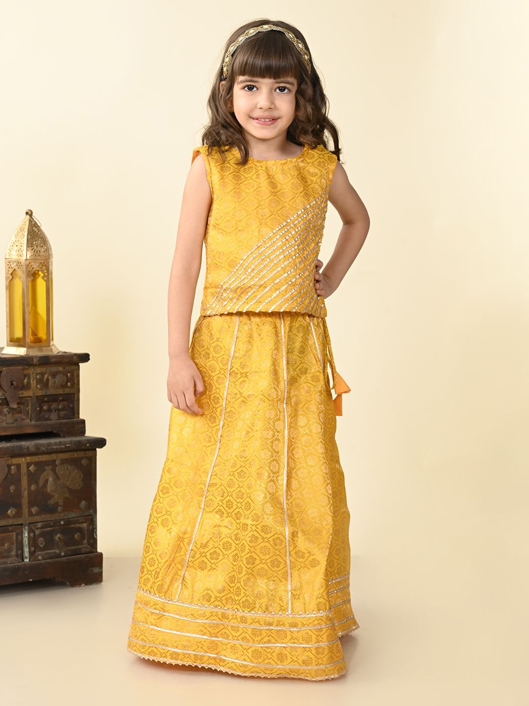 Superminis Girls Woven Design Gotti Patti Ready to Wear Lehenga & Blouse-picture-9