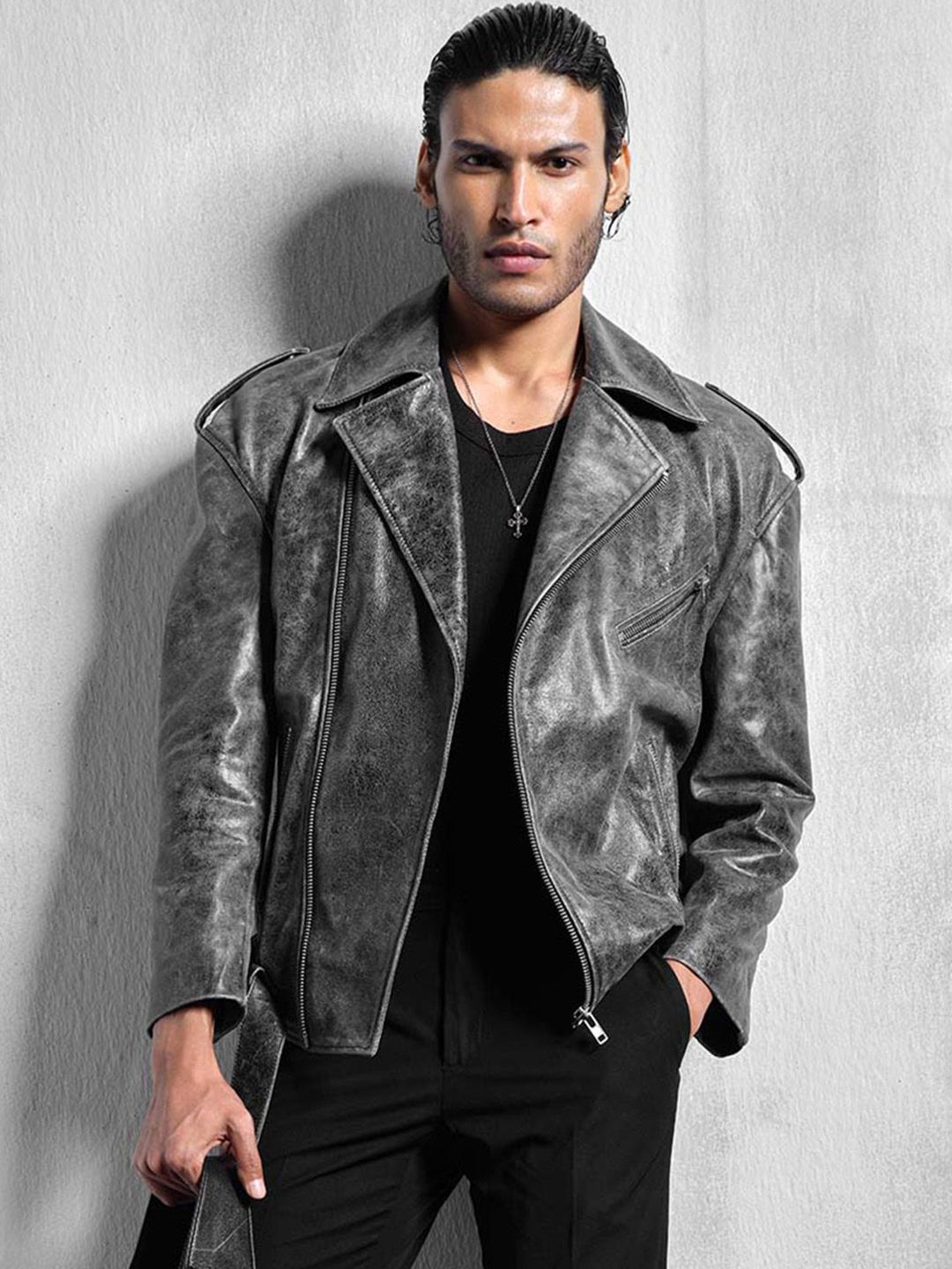 the Misnomer Unisex Lapel Collar Solid Leather Casual Leather Jacket-picture-29