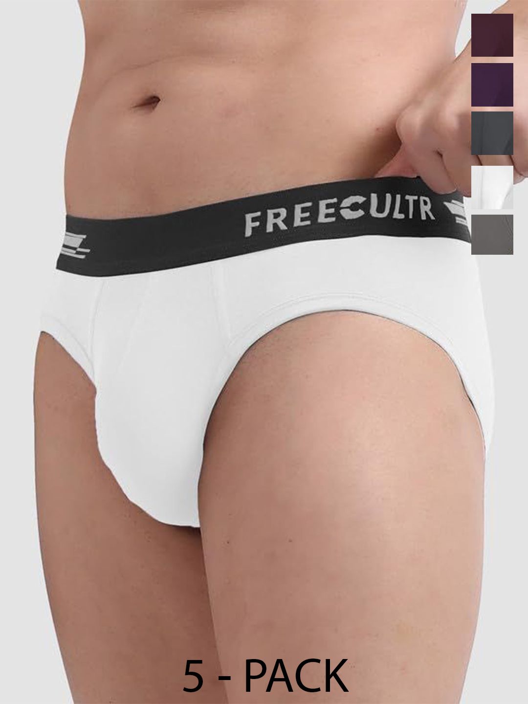 FREECULTR Men Pack Of 5 Anti Bacterial Ribbed Basic BriefsFCP-XT-B-SG-SW-TV-AG-CW-S-picture-23