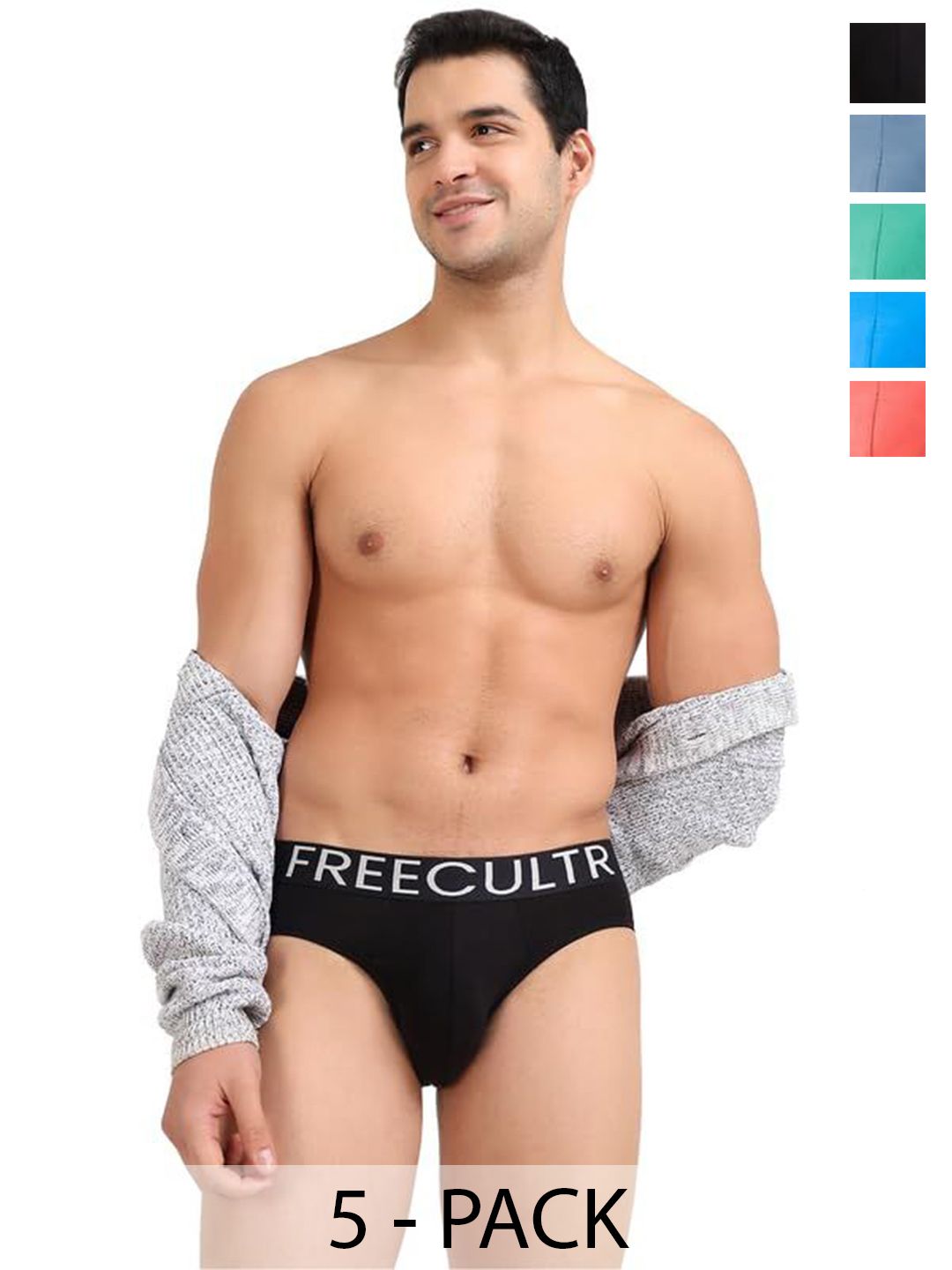 FREECULTR Men Pack Of 5 Mid- Rise Basic Briefs FC-CTN-B-CRL-BLK-BRB-HOG-SBL-05_S-picture-24