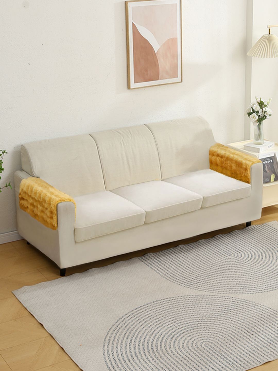 HOKIPO Yellow 2 Pieces Sofa Armrest Mats-picture-52