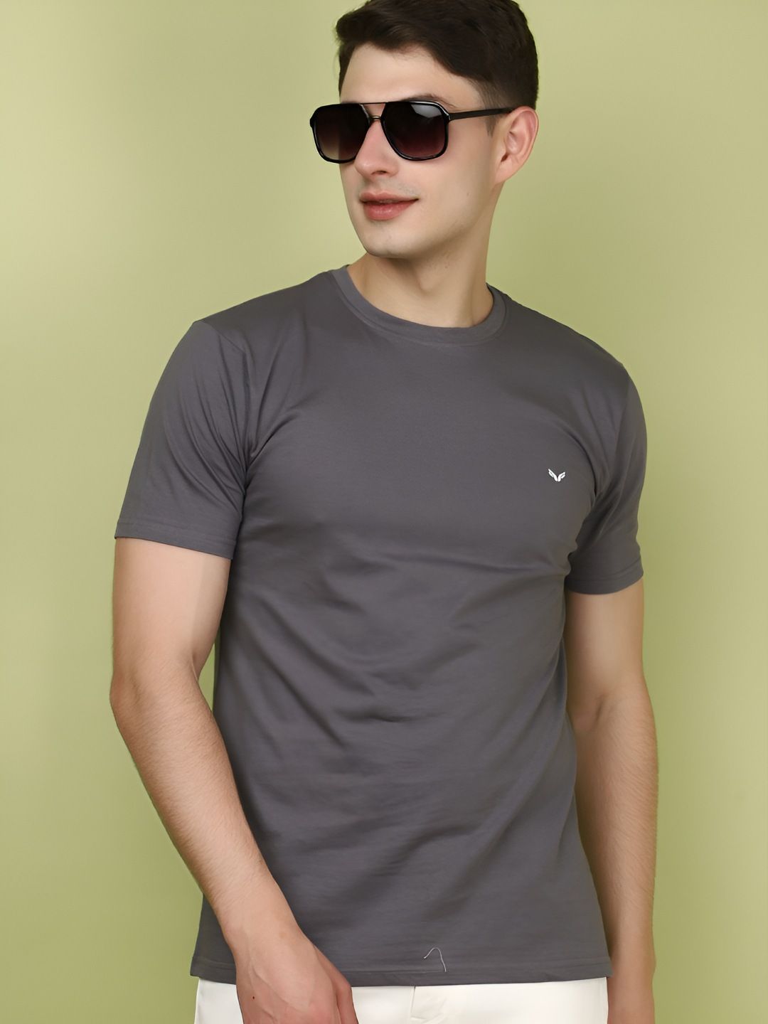 V-Mart Men Solid Round Neck Cotton Slim Fit T-shirt-picture-24