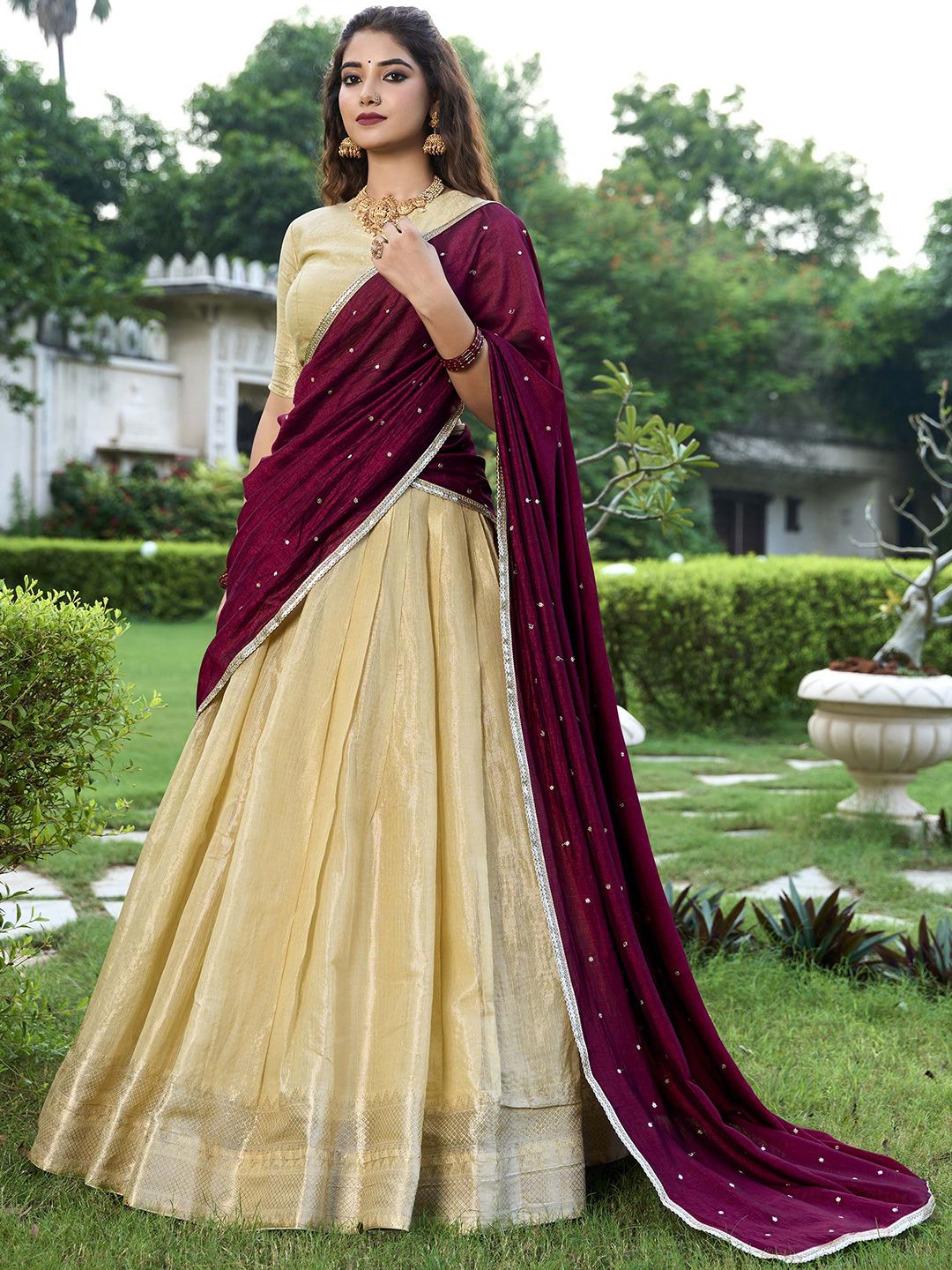 LOOKNBOOK ART Ready to Wear Lehenga & Unstitched Blouse With Dupatta