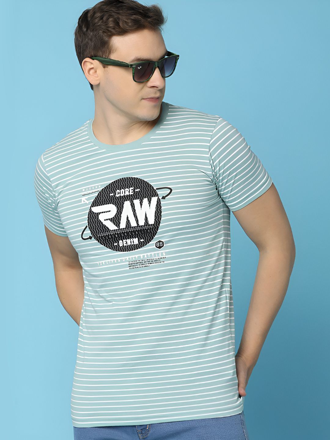 V-Mart Men Striped Round Neck Cotton T-shirt-picture-24