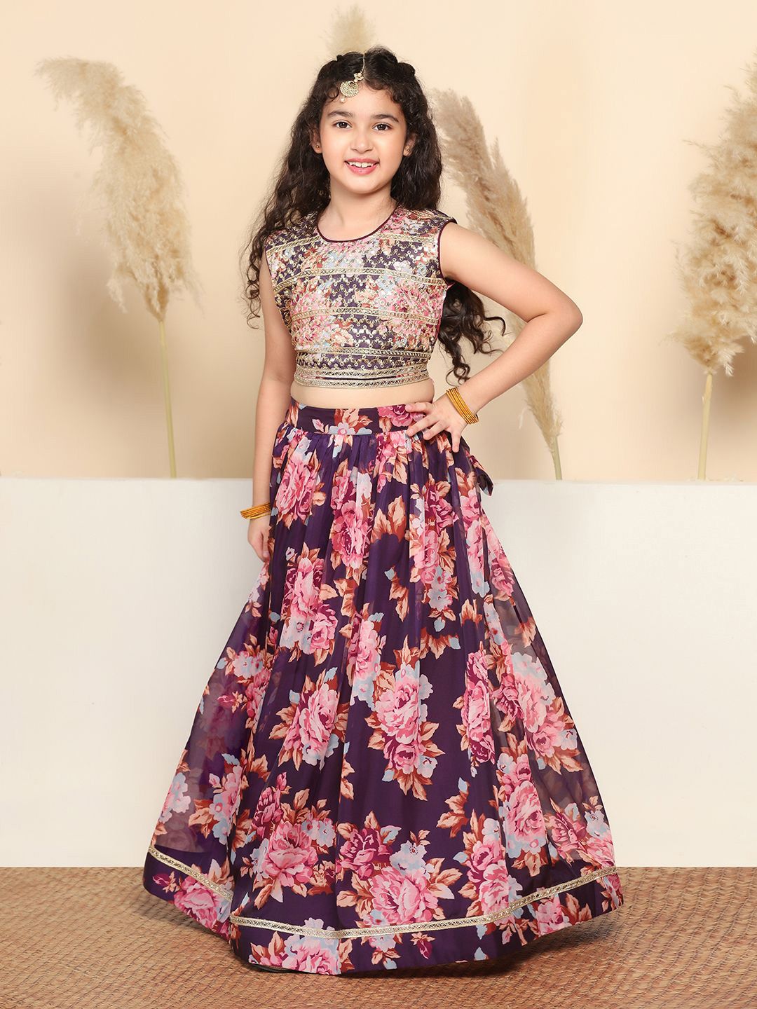 BAESD Girls Floral Embroidered Organza Ready to Wear Lehenga & Blouse-picture-39