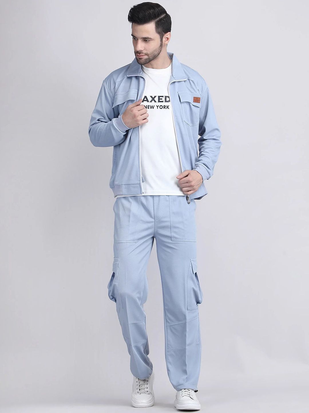 Raxedo Men Oversized Fit Polo Collar Tracksuit-image-0