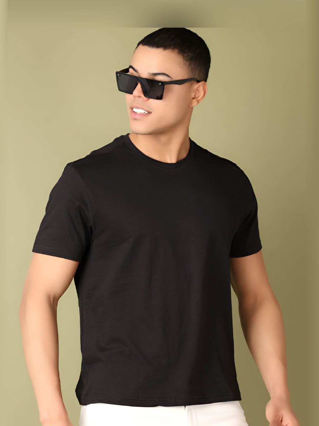 V-Mart Men Solid Round Neck Cotton T-shirt-picture-40