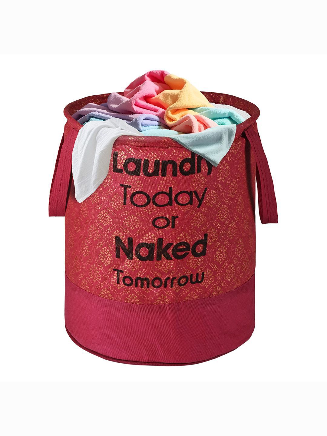 Kuber Industries Maroon & Black Printed Foldable Laundry Bags 45l-picture-33