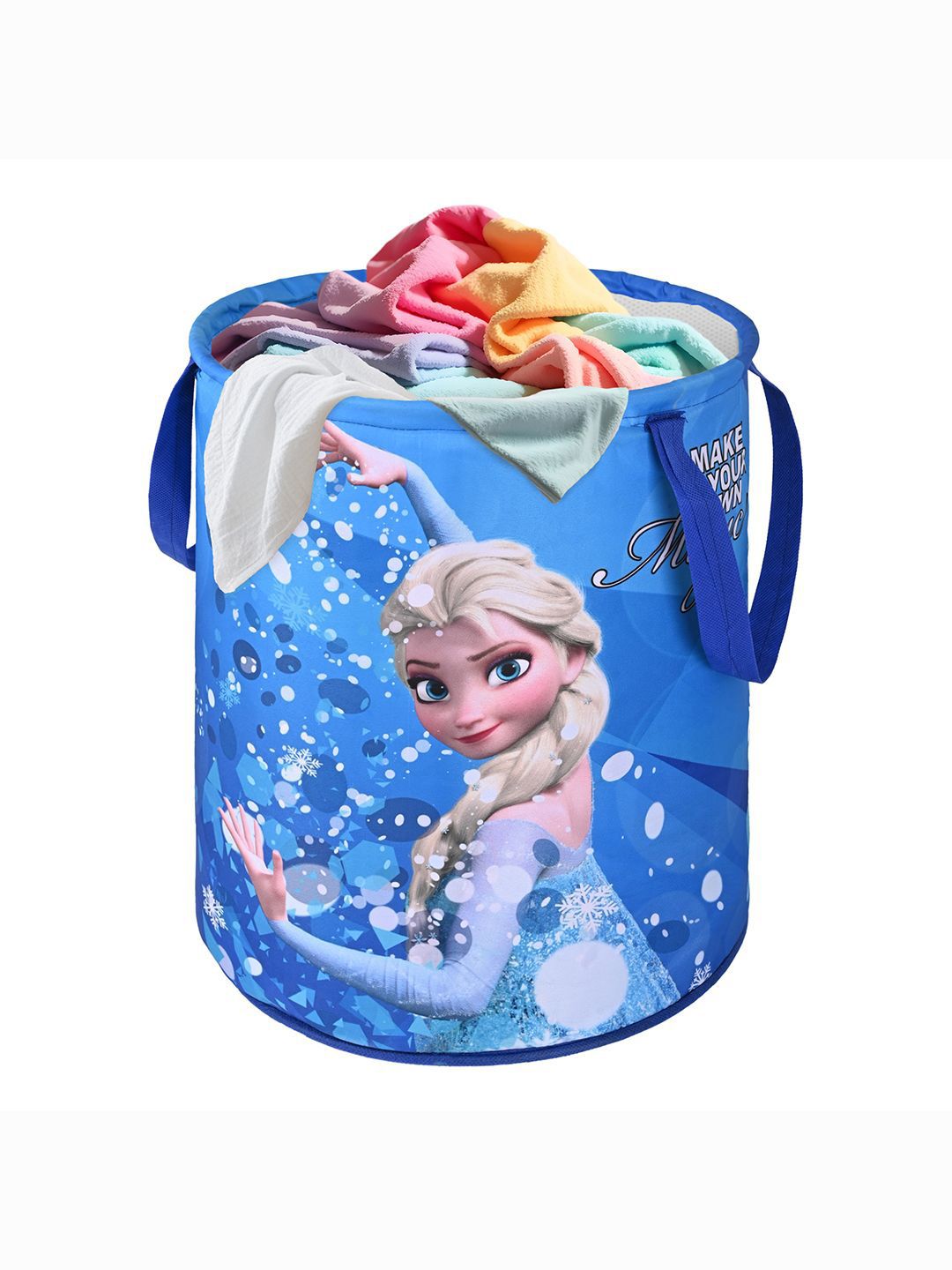 Kuber Industries Blue & White Disney Frozen Printed Foldable Laundry Bag 45L-image-46