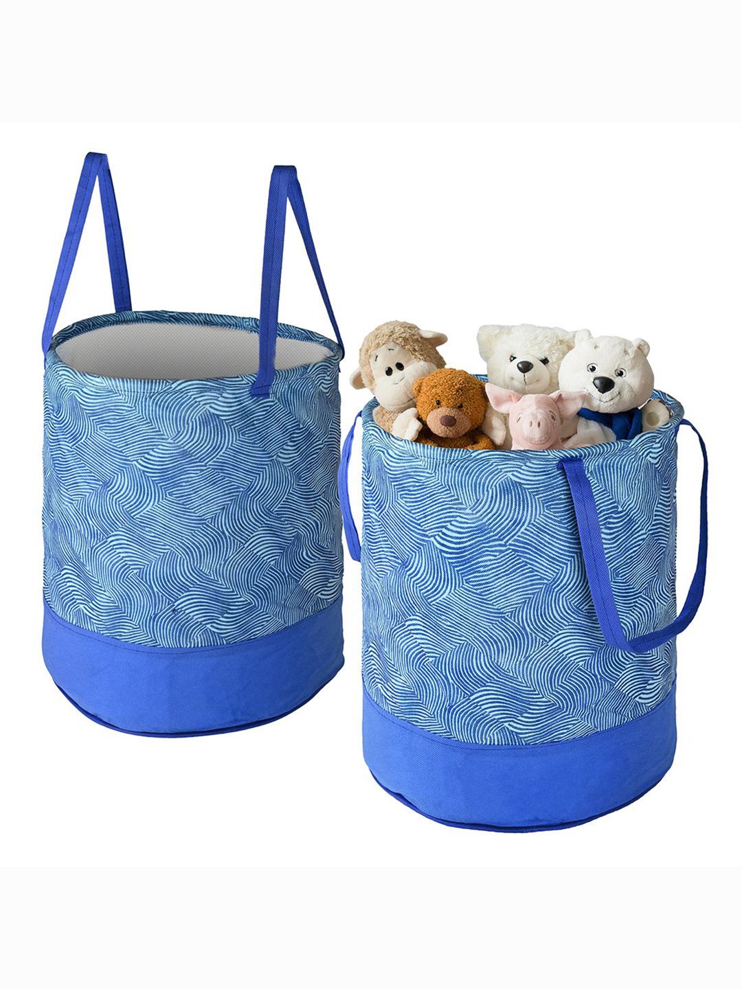 Kuber Industries Blue 2 Pieces Printed Foldable Laundry Baskets 45L each-picture-34