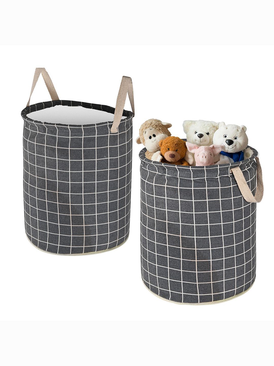 Kuber Industries Grey 2 Pieces Printed Foldable Laundry Bag 45L-image-4