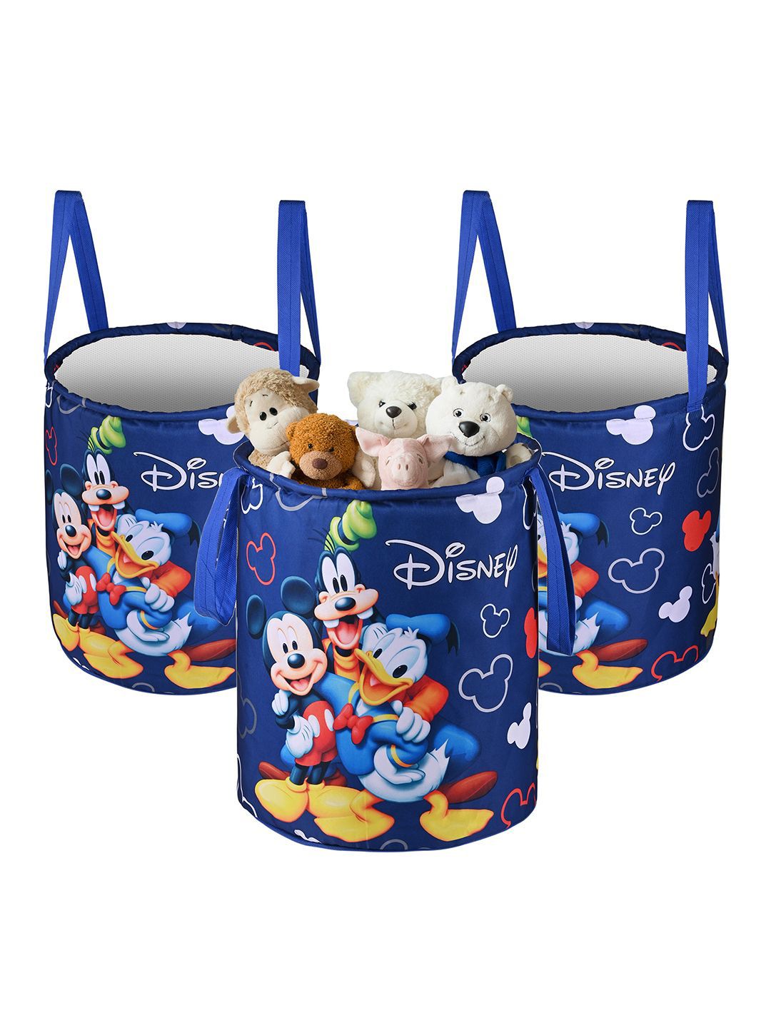 Kuber Industries Blue 3 Pieces Disney Printed Foldable Laundry Bags 45 L Each-image-42