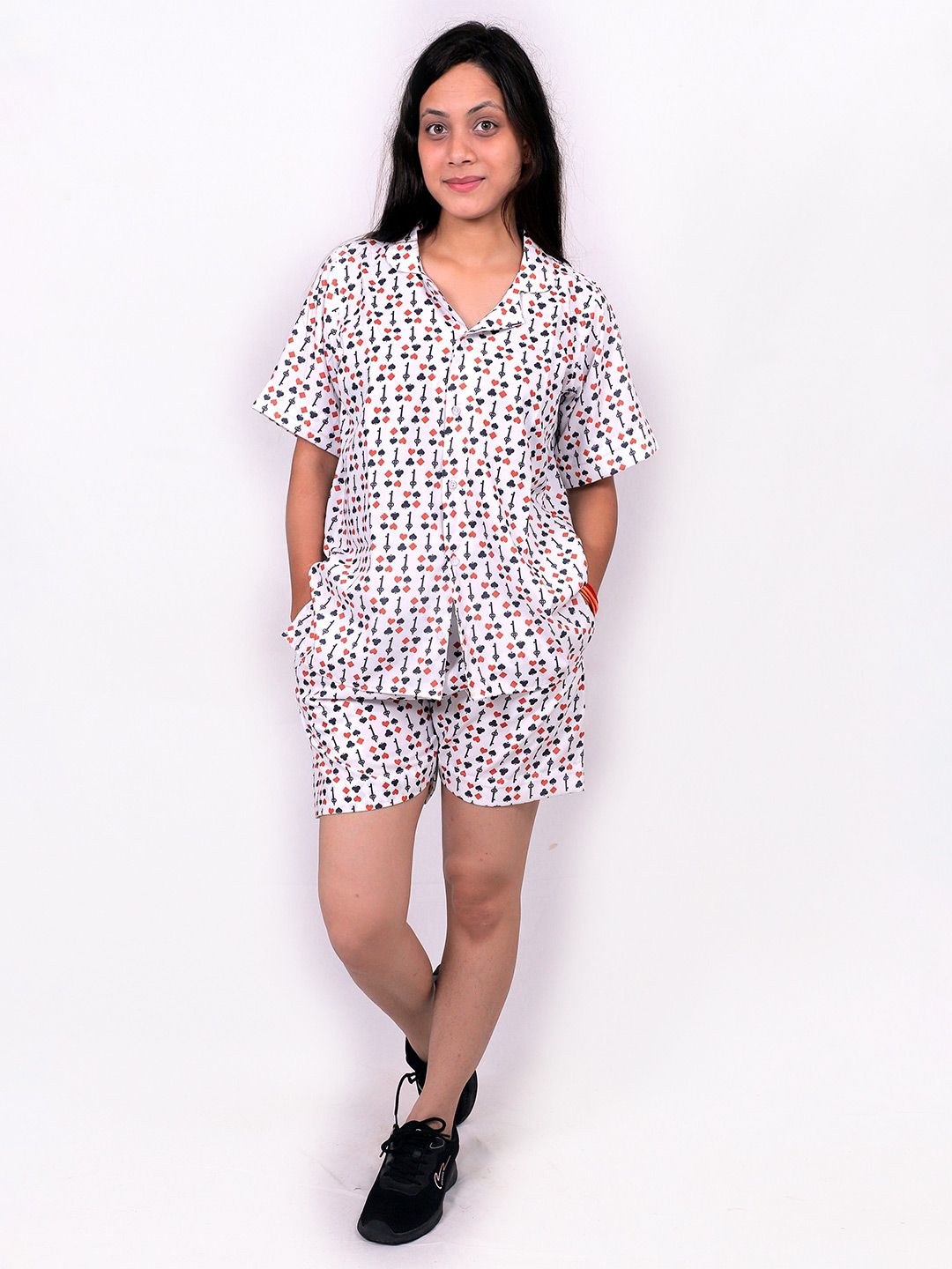 TILISM Printed Shirt Collar Short Sleeves Pure Cotton Shirt With Shorts-picture-26