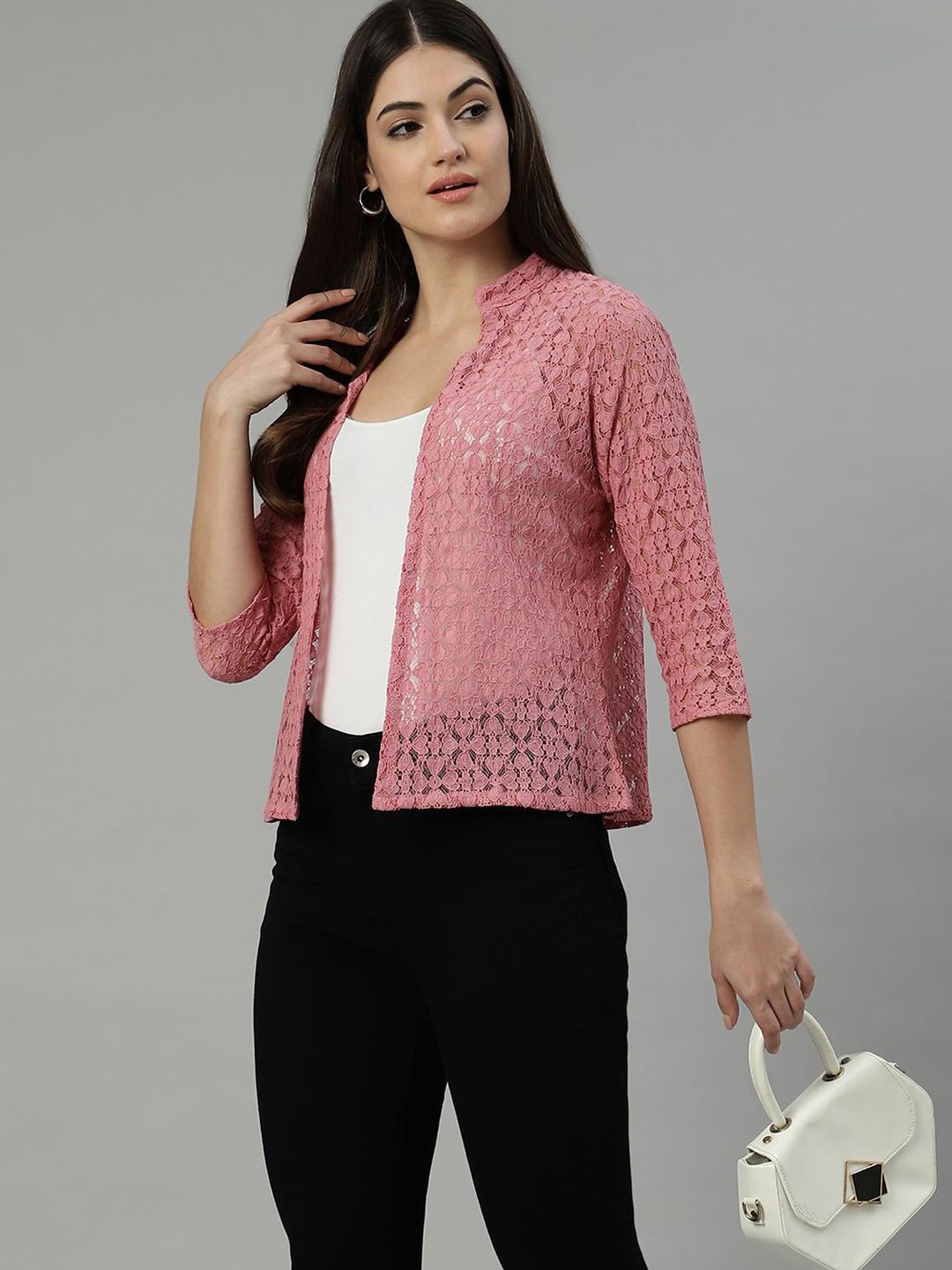 UnaOne Floral Embroidered Cotton Lace Open Front Shrug-image-32