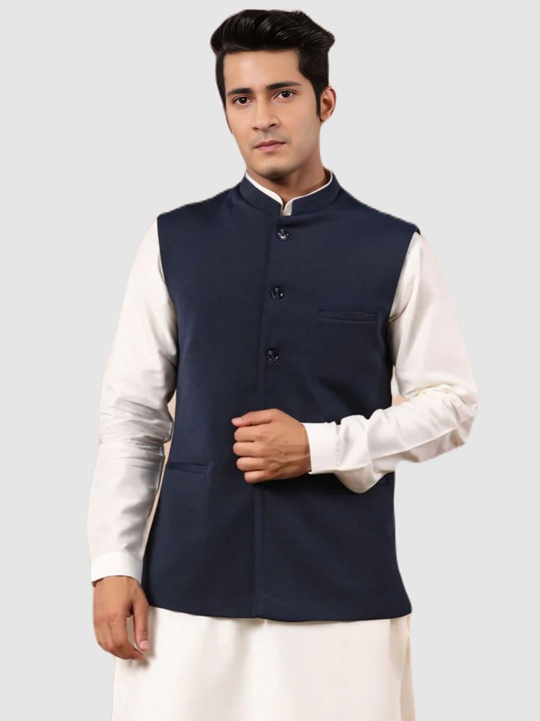 BAESD Mandarin Collar Regular Fit Waistcoat-picture-12